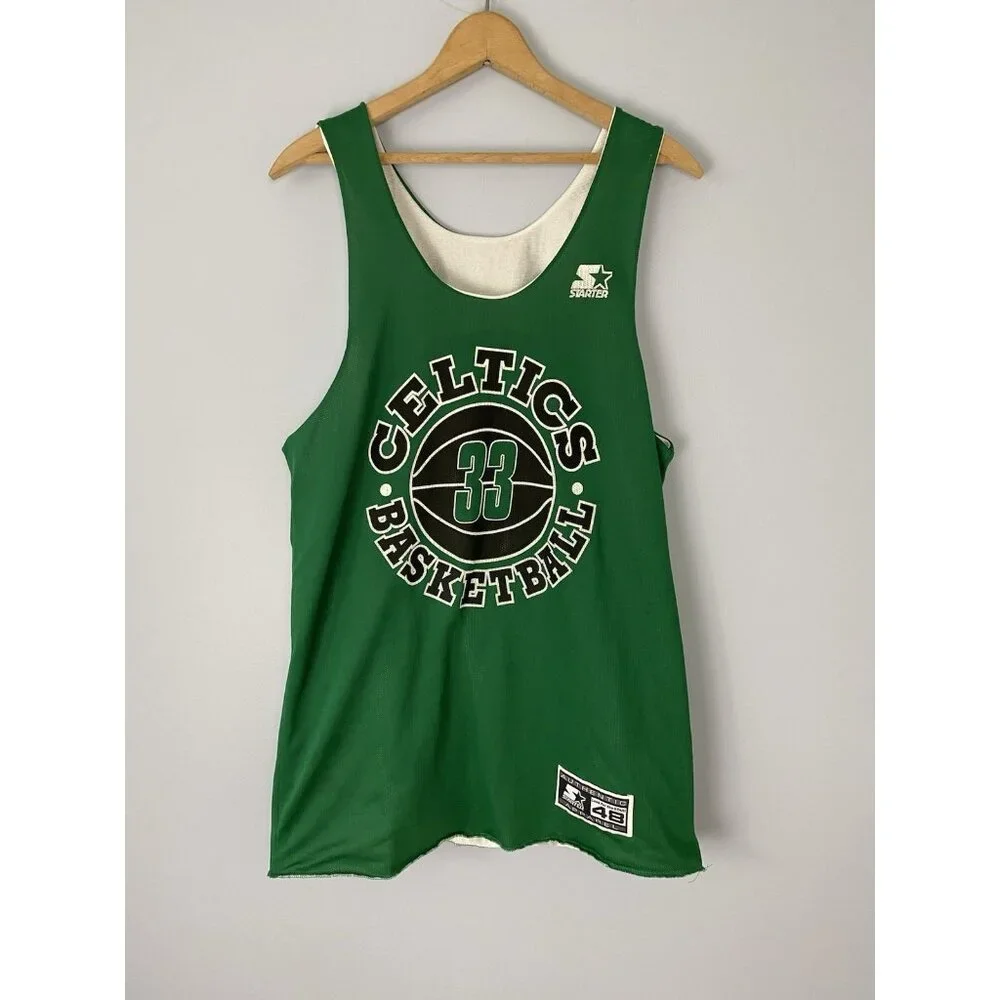 Vtg Larry Bird Boston Celtics Starter Size 48 NBA Training Reversible Jersey - Picture 1 of 11